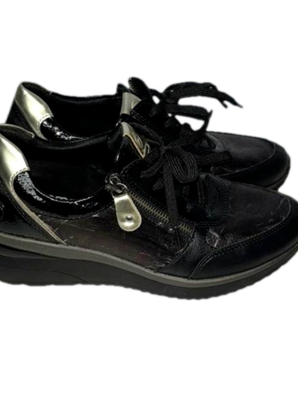 Remonte Germany Black Wedge Sneakers Patent leather